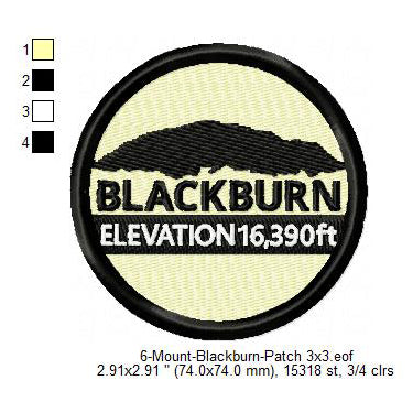 Mount Blackburn Mountains Merit Badge Machine Embroidery Digitized Design Files