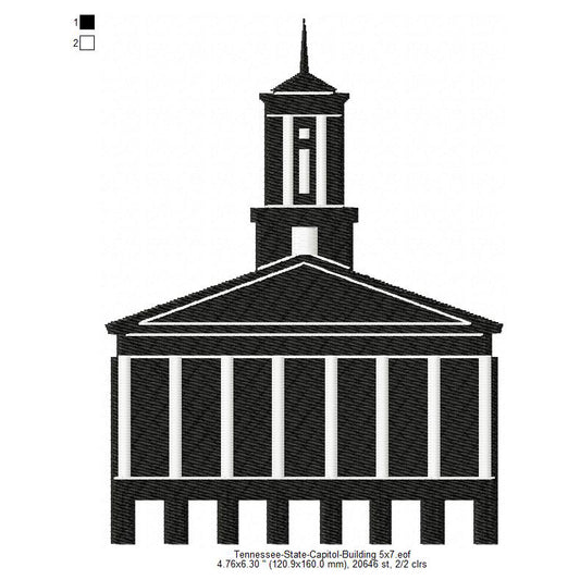 Tennessee State Capitol Building Silhouette Machine Embroidery Digitized Design Files