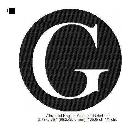 G English Alphabets Lettes Machine Embroidery Digitized Design Files