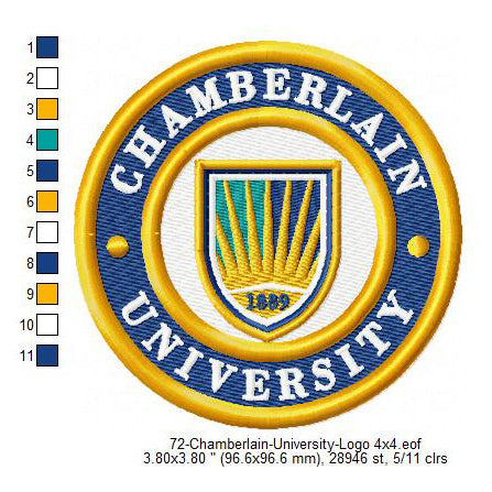 Chamberlain University Logo Machine Embroidery Digitized Design Files