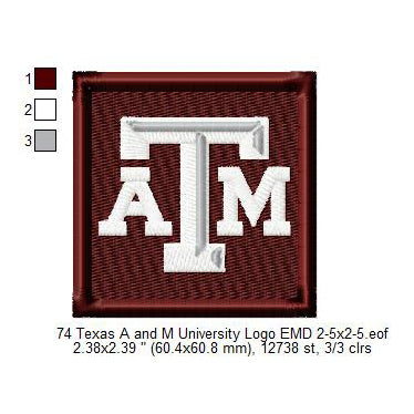 Texas A and M University Logo Machine Embroidery Digitized Design Files