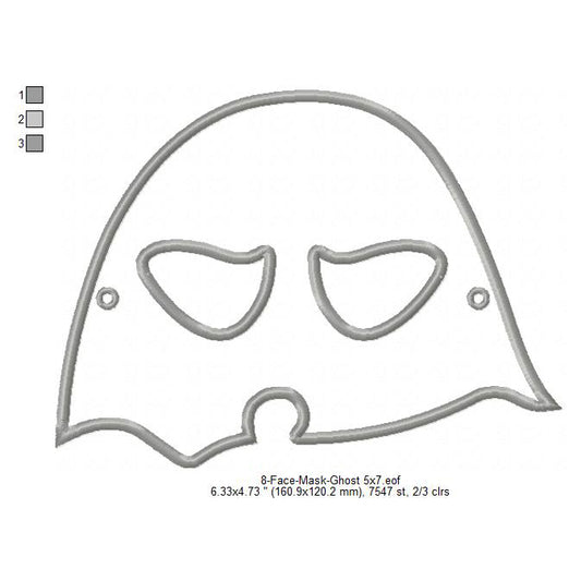 Ghost Face Eye Mask Machine Embroidery Digitized Design Files