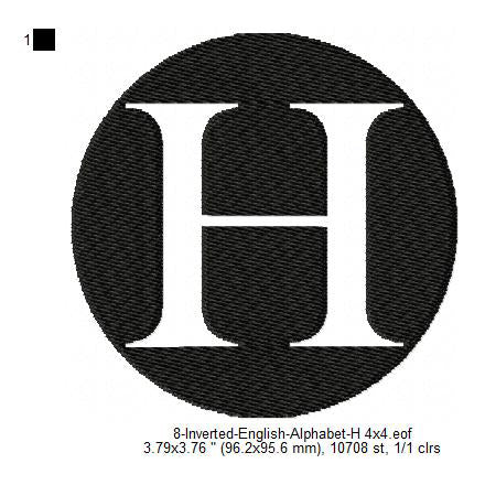 H English Alphabets Lettes Machine Embroidery Digitized Design Files