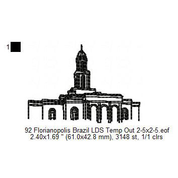 Florianopolis Brazil LDS Temple Outline Machine Embroidery Digitized Design Files