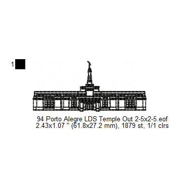 Porto Alegre Brazil Rio Grande do Sul LDS Temple Outline Machine Embroidery Digitized Design Files