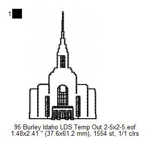 Burley Idaho LDS Temple Outline Machine Embroidery Digitized Design Files