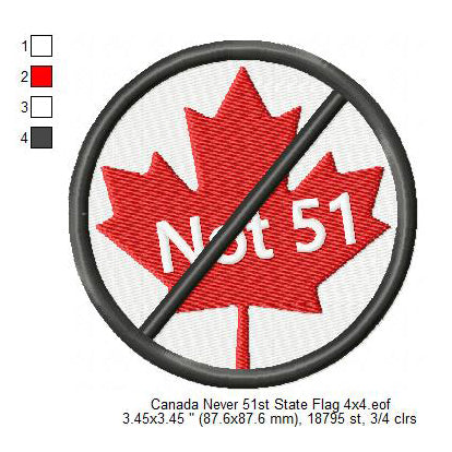 Not USA 51st State Canada Flag American World National Flags Machine Embroidery Digitized Design Files | Dst | Pes | Hus | Vp3 | Vip | Jef | Exp