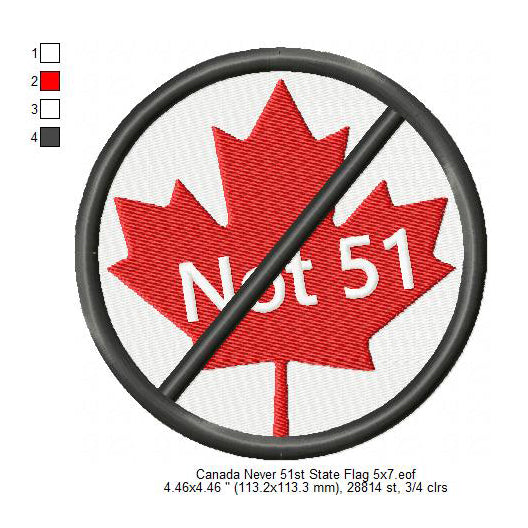 Not USA 51st State Canada Flag American World National Flags Machine Embroidery Digitized Design Files | Dst | Pes | Hus | Vp3 | Vip | Jef | Exp