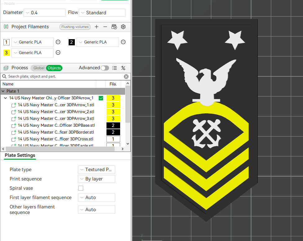 US Navy Master Chief Petty Officer Insignia Symbols 3D STL Files For 3D Printing Using 3D Printer Machines