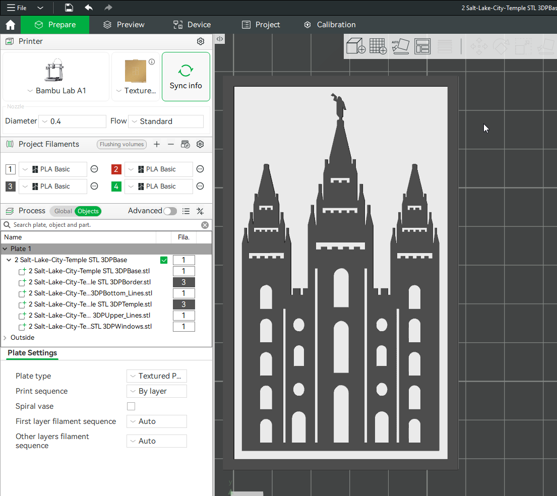 Salt Lake City Mormon LDS Temple 3D STL Files For 3D Printing Using 3D Printer Machines