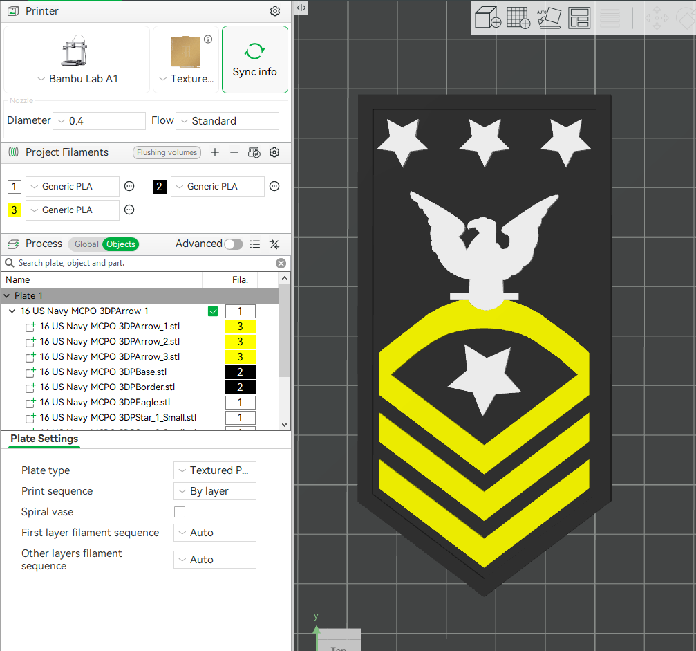 US Navy Master Chief Petty Officer E-9 Insignia Symbols 3D STL Files For 3D Printing Using 3D Printer Machines