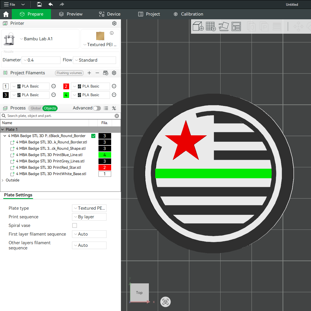 Thin Blue Line Police Officer MBA Merit Badges 3D STL Files For 3D Printing Using 3D Printer Machines