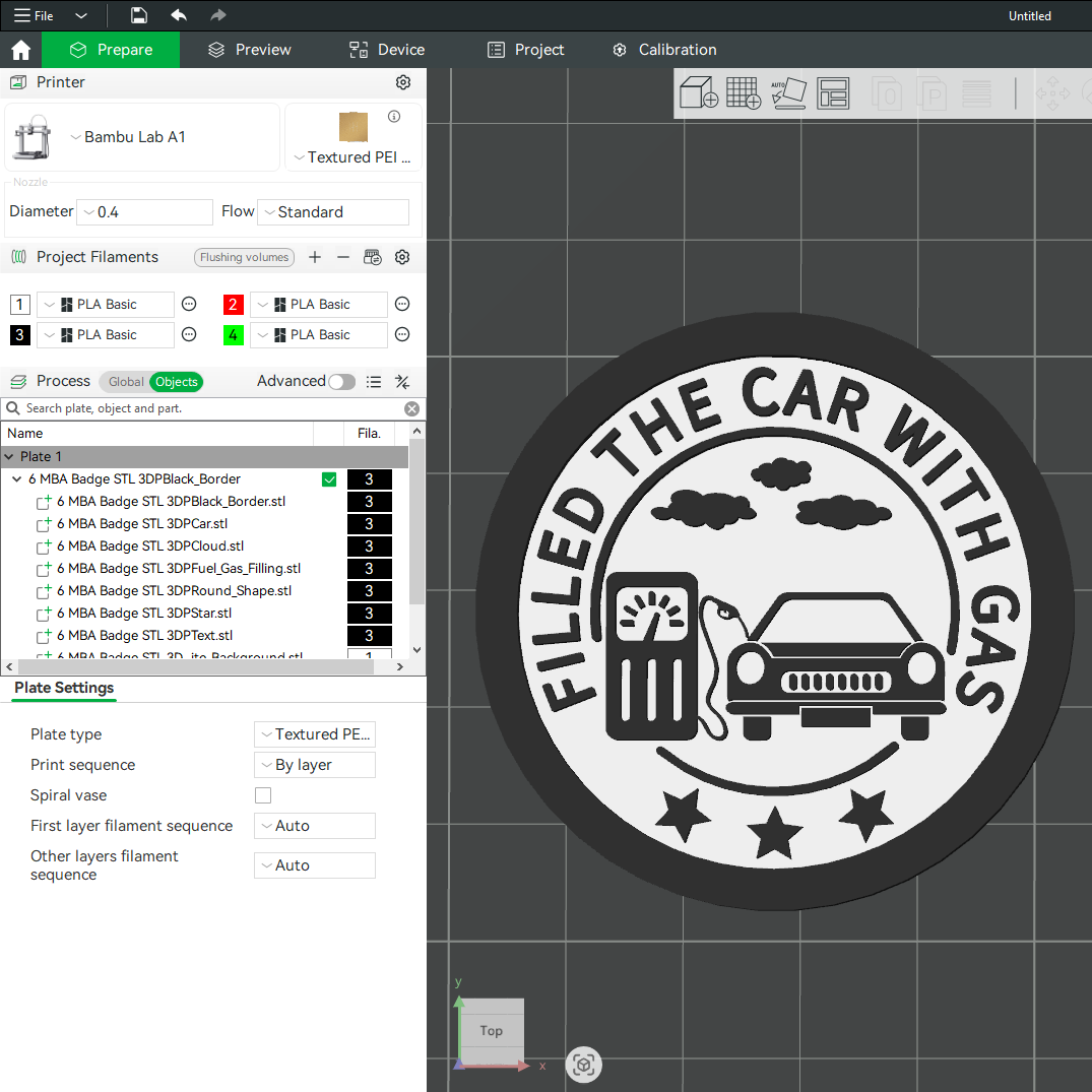 Filled The Car With Gas MBA Merit Badges 3D STL Files For 3D Printing Using 3D Printer Machines