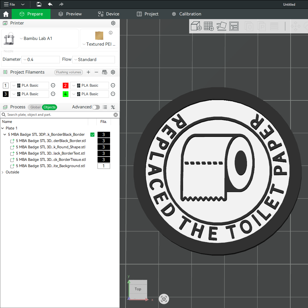 Replaced The Toilet Paper MBA Merit Badges 3D STL Files For 3D Printing Using 3D Printer Machines