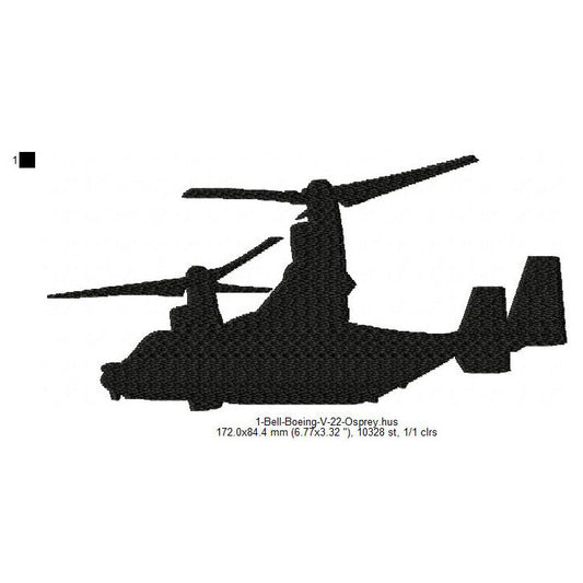 Bell Boeing V-22 Osprey US Aircraft Machine Embroidery Digitized Design Files