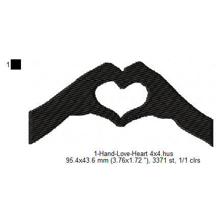 Hand Love Heart Symbol Valentines Day Machine Embroidery Digitized Design Files