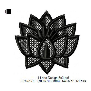 Water Lily Flower Lace Art Machine Embroidery Digitized Design Files