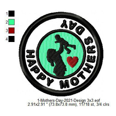 Happy Mothers Day Merit Badge Machine Embroidery Digitized Design Files
