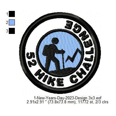 52 Hike Challenge Merit Badge Machine Embroidery Digitized Design Files