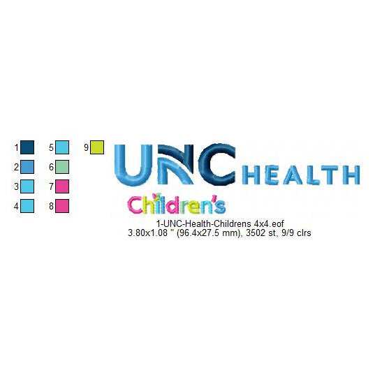 UNC Health Children's Logo Machine Embroidery Digitized Design Files