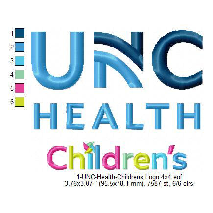 UNC Health Children's Logo Machine Embroidery Digitized Design Files