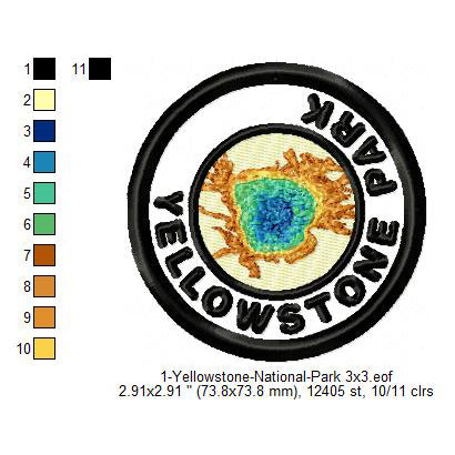 Yellowstone National Park Merit Badge Machine Embroidery Digitized Design Files