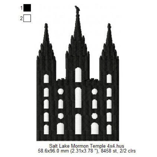 Salt Lake City LDS Temple Machine Embroidery Digitized Design Files