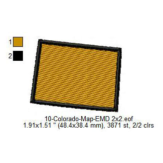 Colorado State Map Machine Embroidery Digitized Design Files