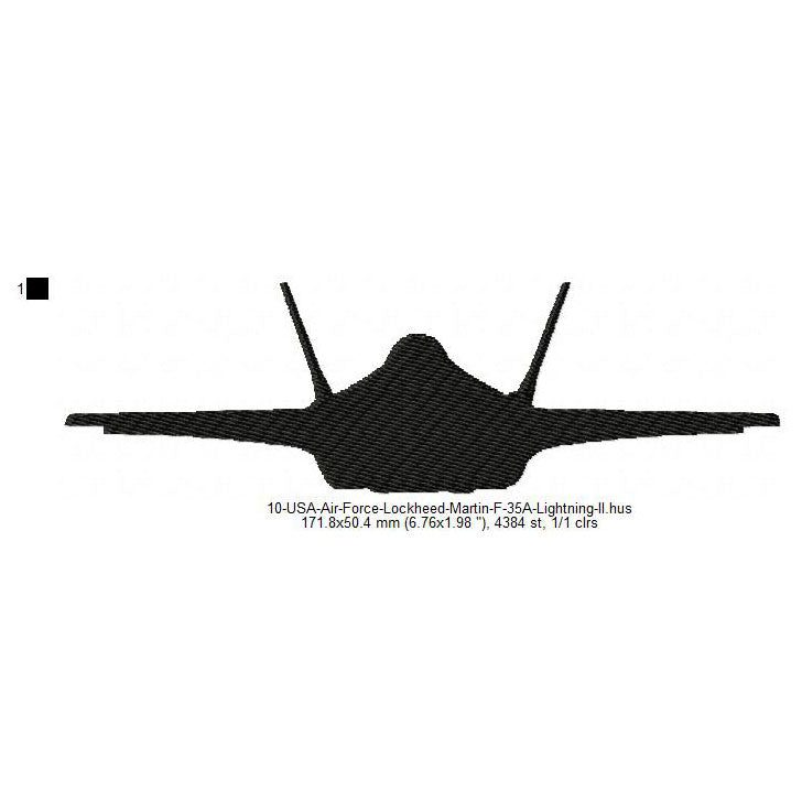 Lockheed Martin F-35 Lightning II Aircraft Silhouette Machine Embroidery Digitized Design Files