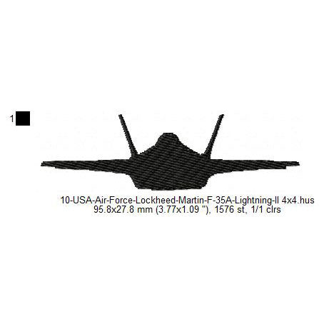 Lockheed Martin F-35 Lightning II Aircraft Silhouette Machine Embroidery Digitized Design Files