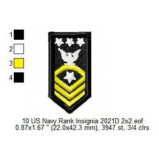Master Chief Petty Officer of the Navy MCPON Insignia Patch Machine Embroidery Digitized Design Files