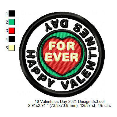 Happy Valentines Day For Ever Merit Badge Machine Embroidery Digitized Design Files