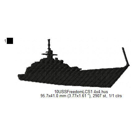 USS Freedom LCS-1 Ship Military Silhouette Machine Embroidery Digitized Design Files