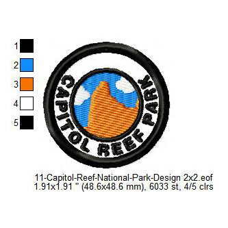 Capitol Reef National Park Merit Adulting Badge Machine Embroidery Digitized Design Files