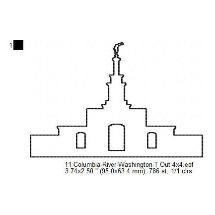 Columbia River Washington LDS Temple Outline Machine Embroidery Digitized Design Files