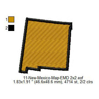New Mexico State Map Machine Embroidery Digitized Design Files