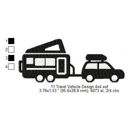 Travel Vehicle Silhouette Machine Embroidery Digitized Design Files