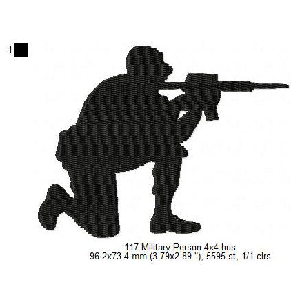 Army Military Officer Silhouette Machine Embroidery Digitized Design Files