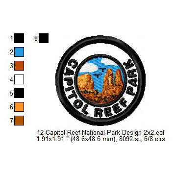 Capitol Reef National Park Merit Adulting Badge Machine Embroidery Digitized Design Files