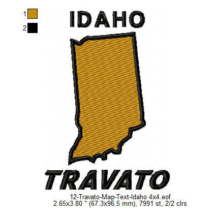 Travato Idaho State Map Designs Machine Embroidery Digitized Design Files