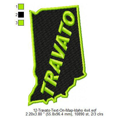 Travato Idaho State Map Designs Machine Embroidery Digitized Design Files