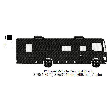 Travel Vehicle Silhouette Machine Embroidery Digitized Design Files