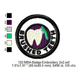 Brushed Teeth Merit Adulting Badge Machine Embroidery Digitized Design Files
