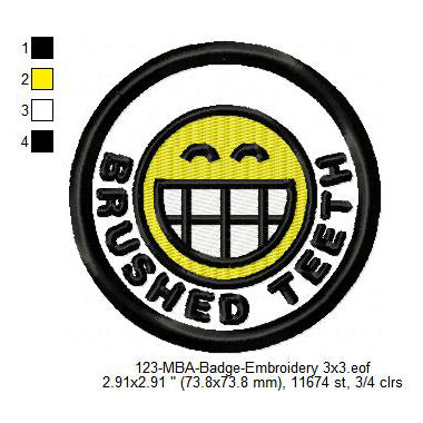 Brushed Teeth Merit Adulting Badge Machine Embroidery Digitized Design Files