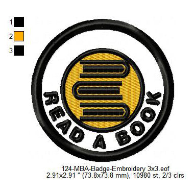 Read A Book Bookworm Merit Adulting Badge Machine Embroidery Digitized Design Files