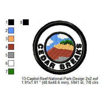 Capitol Reef National Park Merit Adulting Badge Machine Embroidery Digitized Design Files