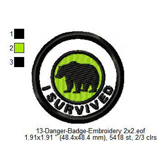 I Survived Bear Merit Adulting Badge Machine Embroidery Digitized Design Files