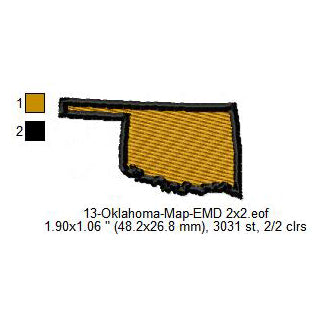 Oklahoma State Map Machine Embroidery Digitized Design Files