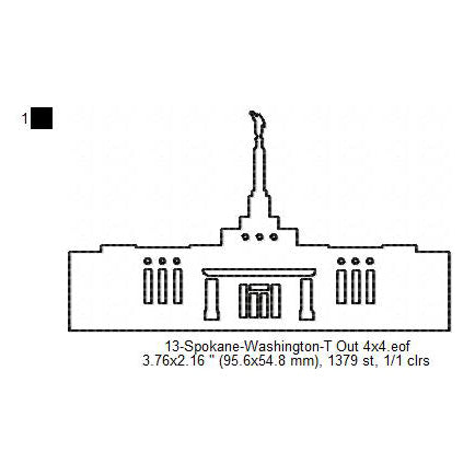 Spokane Washington LDS Temple Outline Machine Embroidery Digitized Design Files