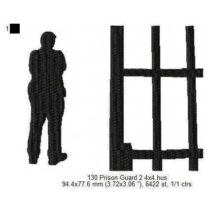 Prison Guard Silhouette Machine Embroidery Digitized Design Files